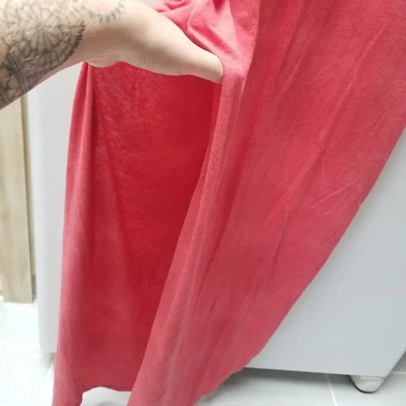 Free People Strawberry Maxi Dress Knit Lace Crochet Back  Coral Pink M - Picture 9 of 12